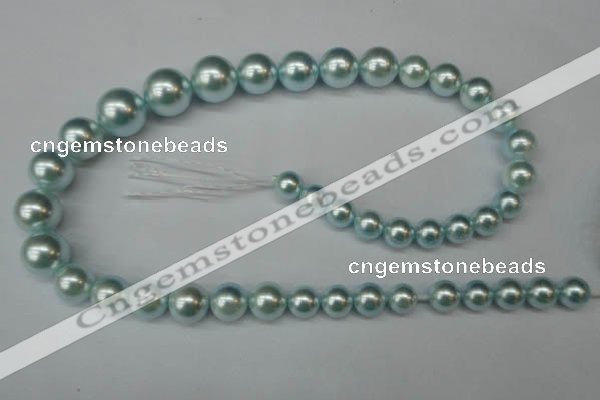 CSB922 15.5 inches 8mm - 14mm round shell pearl beads wholesale