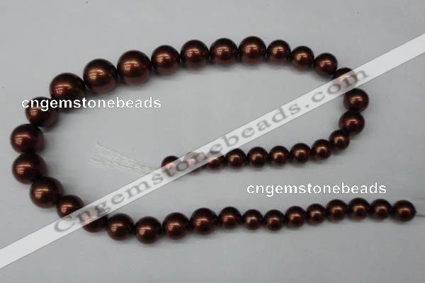 CSB924 15.5 inches 8mm - 14mm round shell pearl beads wholesale