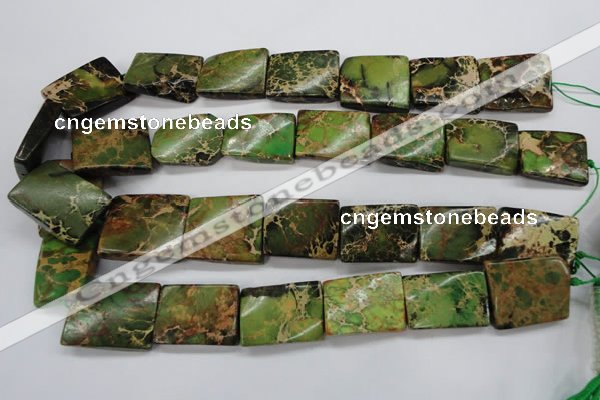 CSE142 18*25mm twisted rectangle dyed natural sea sediment jasper beads