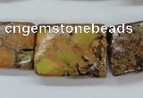 CSE148 18*25mm twisted rectangle dyed natural sea sediment jasper beads