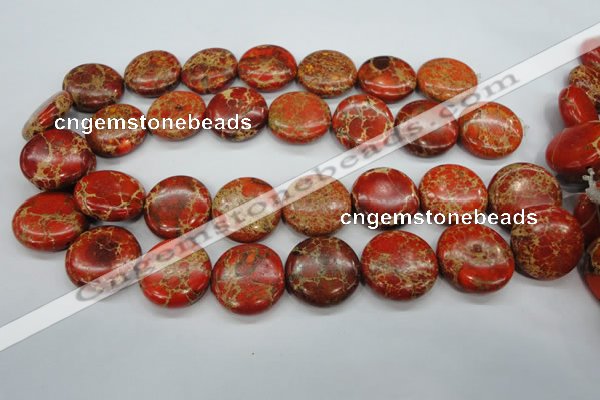 CSE195 15.5 inches 25mm flat round dyed natural sea sediment jasper beads