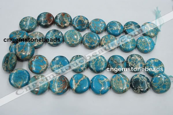 CSE65 15.5 inches 25mm flat round dyed natural sea sediment jasper beads