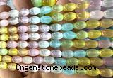 CSE754 15 inches 6*9mm rice rainbow selenite beads wholesale