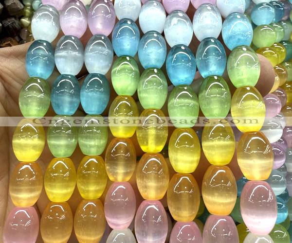 CSE756 15 inches 10*14mm rice rainbow selenite beads wholesale
