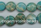 CSE84 15.5 inches 14mm flat round dyed natural sea sediment jasper beads