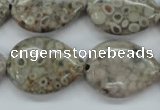 CSF03 15.5 inches 18*25mm flat teardrop shell fossil jasper beads