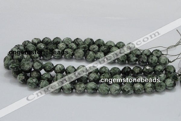 CSH09 15.5 inches 14mm faceted round natural seraphinite beads