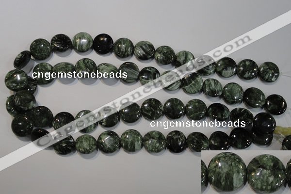 CSH124 15.5 inches 16mm flat round natural seraphinite gemstone beads