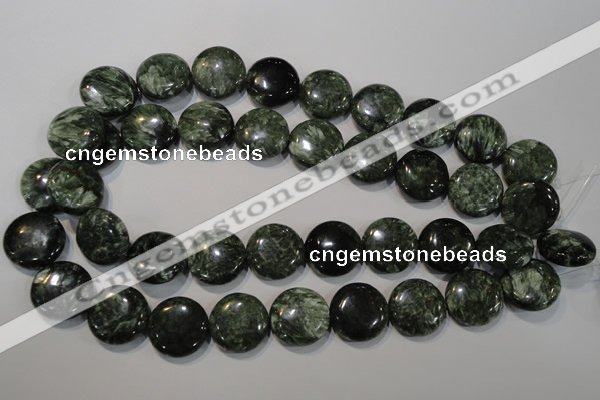 CSH126 15.5 inches 20mm flat round natural seraphinite gemstone beads