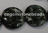 CSH127 15.5 inches 25mm flat round natural seraphinite gemstone beads