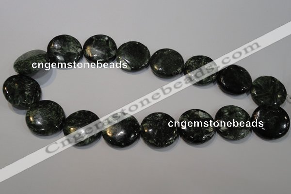 CSH127 15.5 inches 25mm flat round natural seraphinite gemstone beads