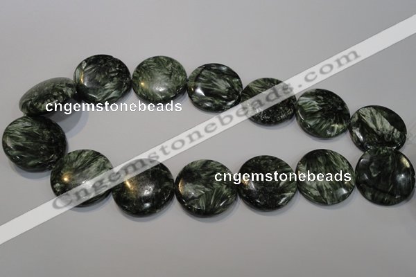 CSH128 15.5 inches 30mm flat round natural seraphinite gemstone beads