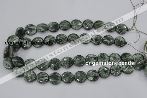 CSH52 15 inches 14mm flat round natural seraphinite gemstone beads