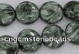 CSH53 15 inches 16mm flat round natural seraphinite gemstone beads