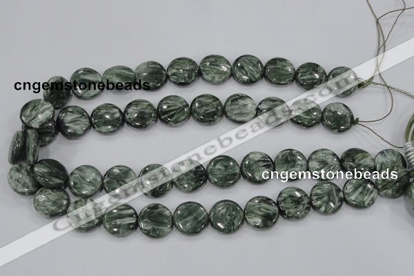 CSH54 15 inches 18mm flat round natural seraphinite gemstone beads