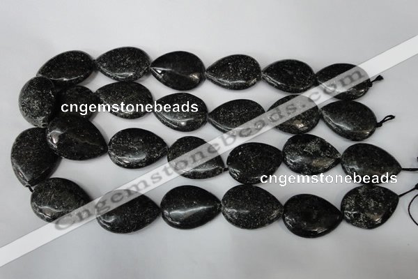 CSI107 15.5 inches 22*30mm flat teardrop silver scale stone beads