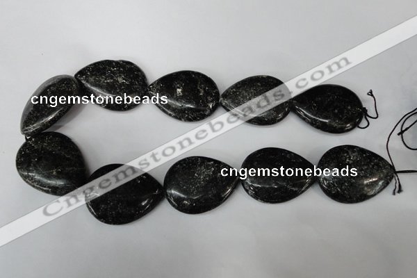 CSI109 15.5 inches 30*40mm flat teardrop silver scale stone beads