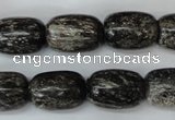 CSI22 15.5 inches 13*18mm drum silver scale stone beads wholesale