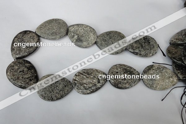 CSI40 15.5 inches 30*40mm flat teardrop silver scale stone beads wholesale