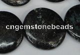 CSI89 15.5 inches 30mm flat round silver scale stone beads wholesale