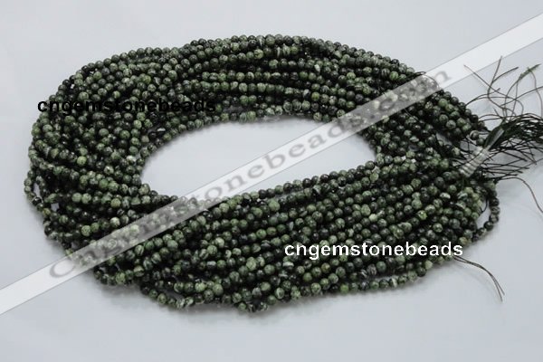 CSJ01 15.5 inches 4mm round green silver line jasper beads wholesale