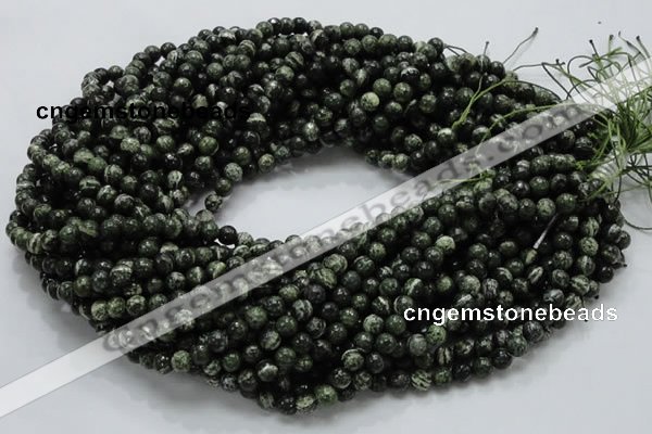 CSJ02 15.5 inches 6mm round green silver line jasper beads wholesale