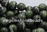 CSJ04 15.5 inches 10mm round green silver line jasper beads wholesale