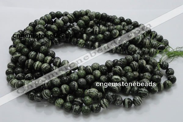 CSJ04 15.5 inches 10mm round green silver line jasper beads wholesale