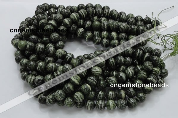CSJ05 15.5 inches 12mm round green silver line jasper beads wholesale