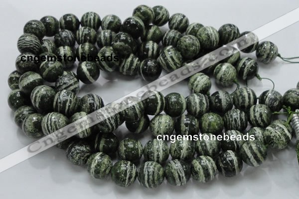 CSJ07 15.5 inches 16mm round green silver line jasper beads wholesale