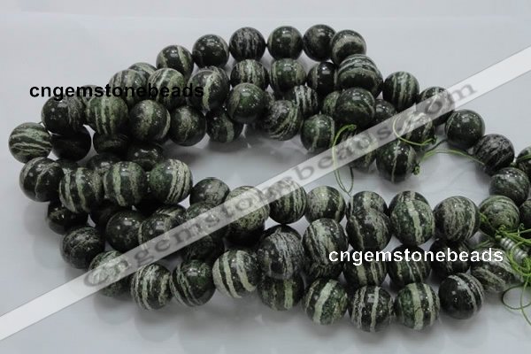 CSJ08 15.5 inches 18mm round green silver line jasper beads wholesale