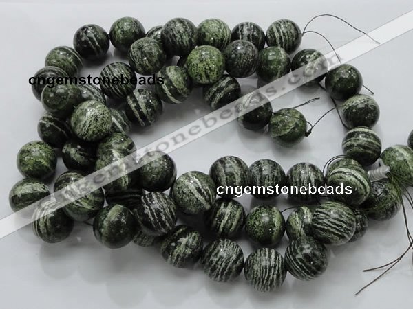 CSJ09 15.5 inches 20mm round green silver line jasper beads wholesale