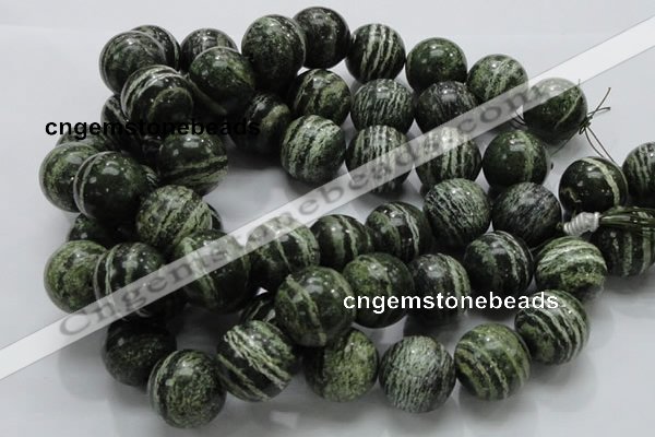 CSJ10 15.5 inches 22mm round green silver line jasper beads wholesale
