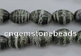 CSJ100 15.5 inches 10*14mm rice green silver line jasper beads