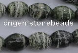 CSJ101 15.5 inches 12*16mm rice green silver line jasper beads