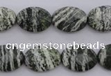 CSJ112 15.5 inches 13*18mm faceted oval green silver line jasper beads