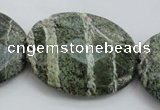 CSJ115 15.5 inches 30*40mm faceted oval green silver line jasper beads