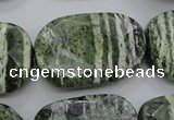 CSJ127 15.5 inches 20*30mm faceted freeform green silver line jasper beads