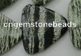 CSJ130 15.5 inches 30*30mm faceted triangle green silver line jasper beads