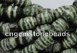 CSJ14 15.5 inches 8*12mm egg-shaped green silver line jasper beads