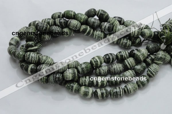 CSJ16 15.5 inches 13*18mm egg-shaped green silver line jasper beads