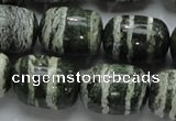 CSJ17 15.5 inches 15*20mm egg-shaped green silver line jasper beads