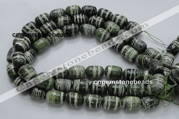 CSJ17 15.5 inches 15*20mm egg-shaped green silver line jasper beads