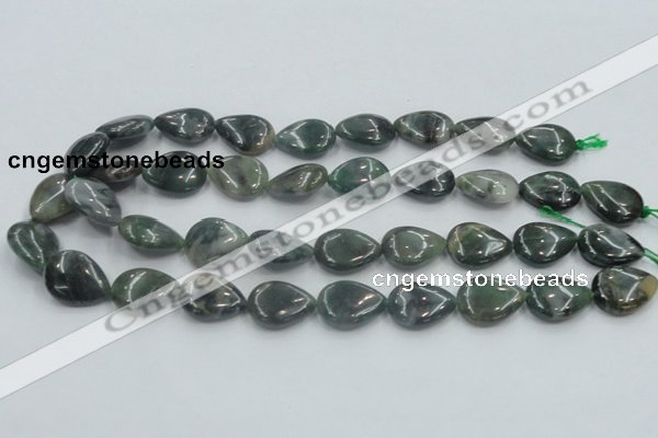 CSJ203 15.5 inches 15*20mm flat teardrop serpentine jade gemstone beads