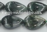 CSJ204 15.5 inches 18*25mm flat teardrop serpentine jade gemstone beads