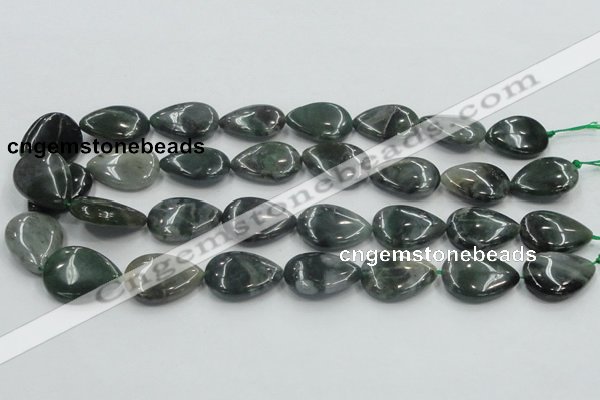 CSJ204 15.5 inches 18*25mm flat teardrop serpentine jade gemstone beads