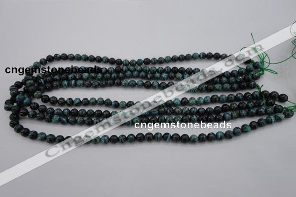 CSJ210 15.5 inches 6mm round dyed green silver line jasper beads