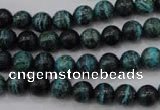 CSJ211 15.5 inches 8mm round dyed green silver line jasper beads