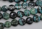 CSJ214 15.5 inches 10mm flat round dyed green silver line jasper beads