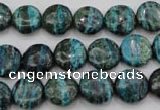 CSJ215 15.5 inches 12mm flat round dyed green silver line jasper beads